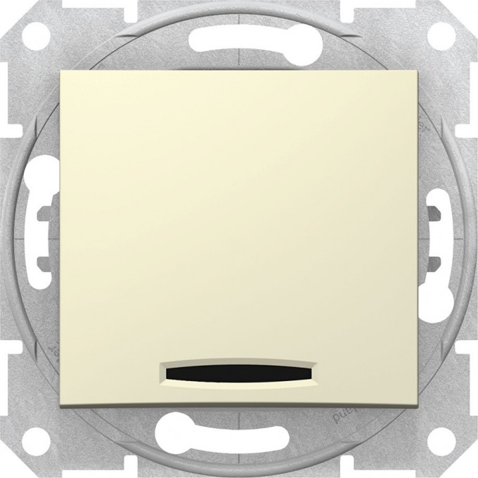 1-клавишный выключатель SCHNEIDER ELECTRIC SEDNA с синим индикатором, сх. 1, 10А, 250В, БЕЖЕВЫЙ SDN1400147