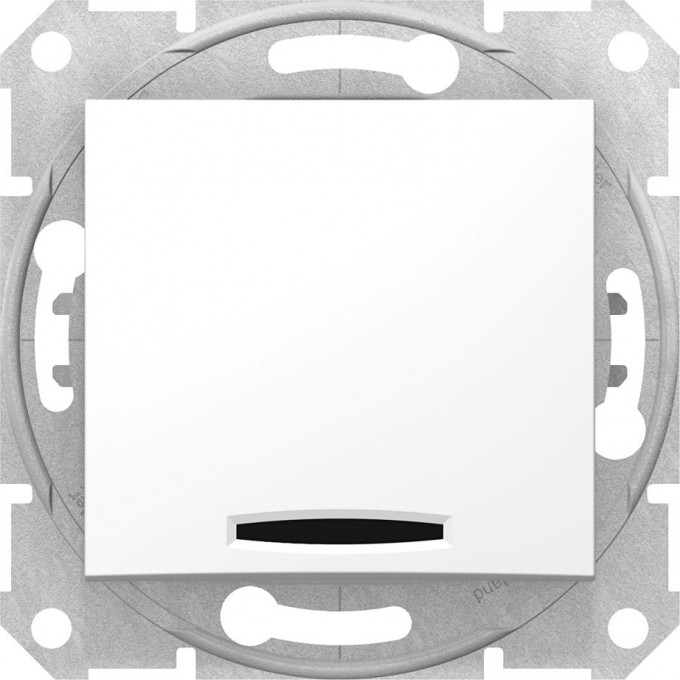 1-клавишный выключатель SCHNEIDER ELECTRIC SEDNA с синим индикатором, сх. 1, 10А, 250В, БЕЛЫЙ SDN1400121