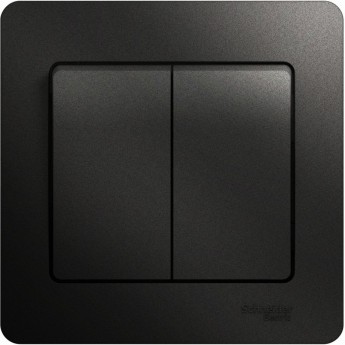 2-клавишный выключатель SCHNEIDER ELECTRIC GLOSSA, сх.5, 10АХ, в сборе, АНТРАЦИТ 2-клавишный выключатель SCHNEIDER ELECTRIC GLOSSA, сх.5, 10АХ, в сборе, АНТРАЦИТ