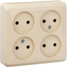 Розетка 4-местная SCHNEIDER ELECTRIC ЭТЮД без заземления без шторок 16А 250B, кремовый, Россия PA16-205K