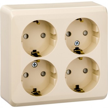 Розетка 4-местная SCHNEIDER ELECTRIC ЭТЮД с заземлением со шторками 16А 250В, кремовый, Россия