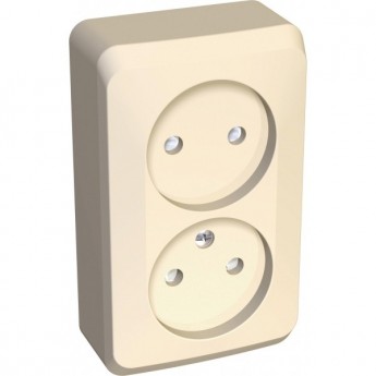 Розетка двойная SCHNEIDER ELECTRIC ЭТЮД без заземления со штороками 16А 250B, кремовый, Россия