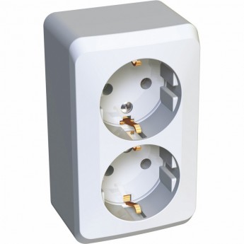 Розетка двойная SCHNEIDER ELECTRIC ЭТЮД с заземлением без шторок 16А 250B, белый, Россия