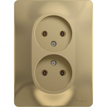 Розетка двойная SCHNEIDER ELECTRIC GLOSSA без заземления, в сборе, титан