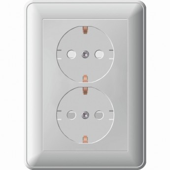 Розетка двойная SCHNEIDER ELECTRIC W59 с заземлением со шторками, 16А, в сборе, сосна