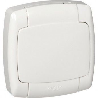 Розетка SCHNEIDER ELECTRIC РОНДО С/У IP44 с заземлением со шторками, 16А, 250В, ,белый. Россия