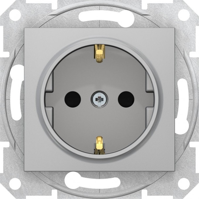 Розетка SCHNEIDER ELECTRIC SEDNA с зазем. конт., с защит. шторками, алюминий SDN3000160
