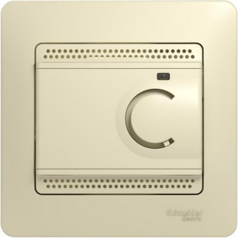 Термостат электрический SCHNEIDER ELECTRIC GLOSSA теплого пола с датчиком,от+5до+50°C,10A,в сборе, БЕЖЕВЫЙ