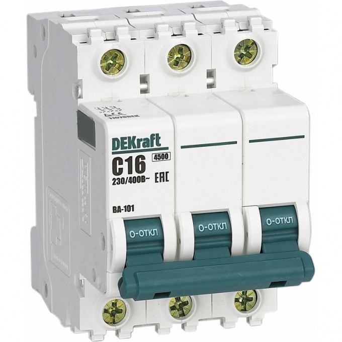 Автоматический выключатель SCHNEIDER ELECTRIC DEKRAFT 3Р 25А х-ка D ВА-101 4,5кА 11128DEK