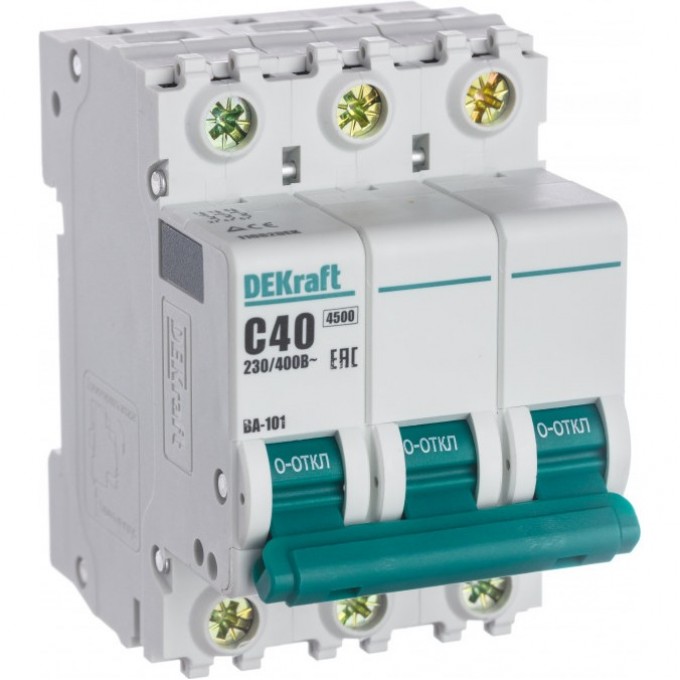 Автоматический выключатель SCHNEIDER ELECTRIC DEKRAFT 3Р 40А х-ка C ВА-101 4,5кА 11082DEK