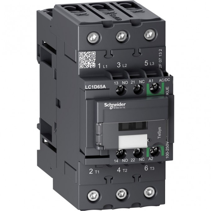 Контактор SCHNEIDER ELECTRIC TESYS D 3P,65A,НО+НЗ, с универсальной катушкой управления 100-250BAC/DC LC1D65AKUE