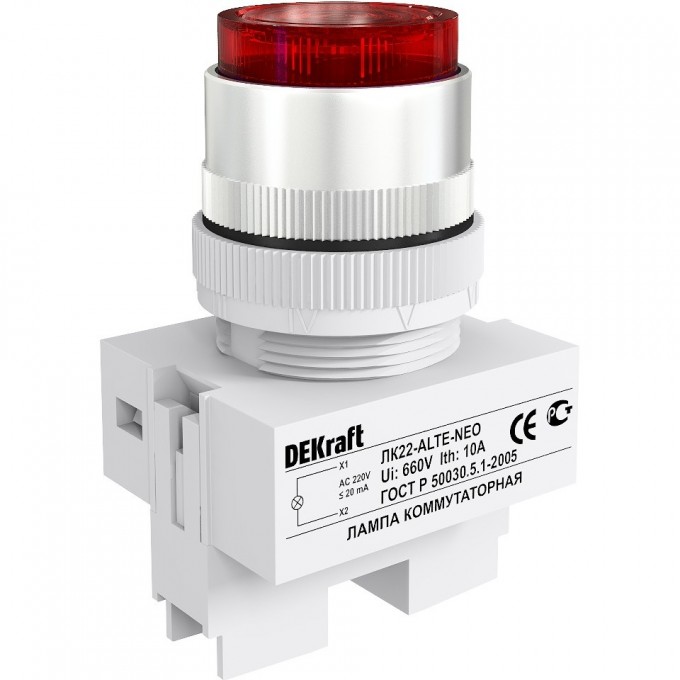 Лампа сигнальная SCHNEIDER ELECTRIC DEKRAFT ALTE ?22 мм Цвет:КРАСНЫЙ неон 220В ЛK-22 25008DEK