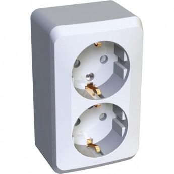 Розетка двойная SCHNEIDER ELECTRIC ЭТЮД с заземлением со шторками 16А 250B, белый, Россия