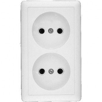 Розетка двойная SCHNEIDER ELECTRIC ХИТ О/У, без заземления без шторок 16А, 250В, белый, Россия