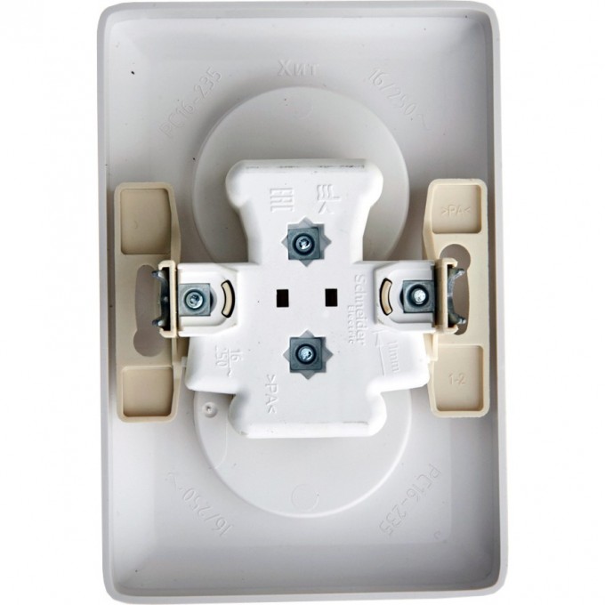 Розетка двойная SCHNEIDER ELECTRIC ХИТ С/У, без заземления без шторок 16А, 250В, белый. Россия RS16-235-B