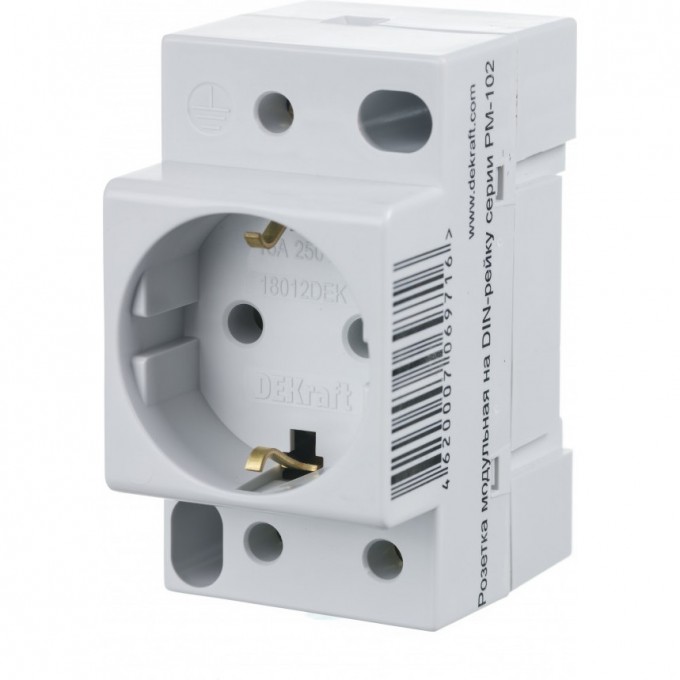 Розетка модульная SCHNEIDER ELECTRIC DEKRAFT на DIN-рейку 2P+PEN 16A 220В РМ-102 18012DEK