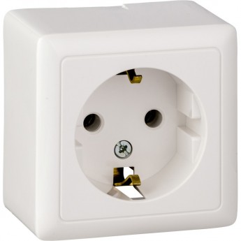 Розетка одинарная SCHNEIDER ELECTRIC ХИТ О/У, с заземлением без шторок 16А, 250В, БЕЛЫЙ. Россия