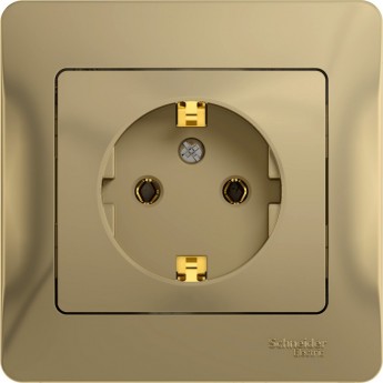 Розетка SCHNEIDER ELECTRIC GLOSSA с заземлением, в сборе, титан