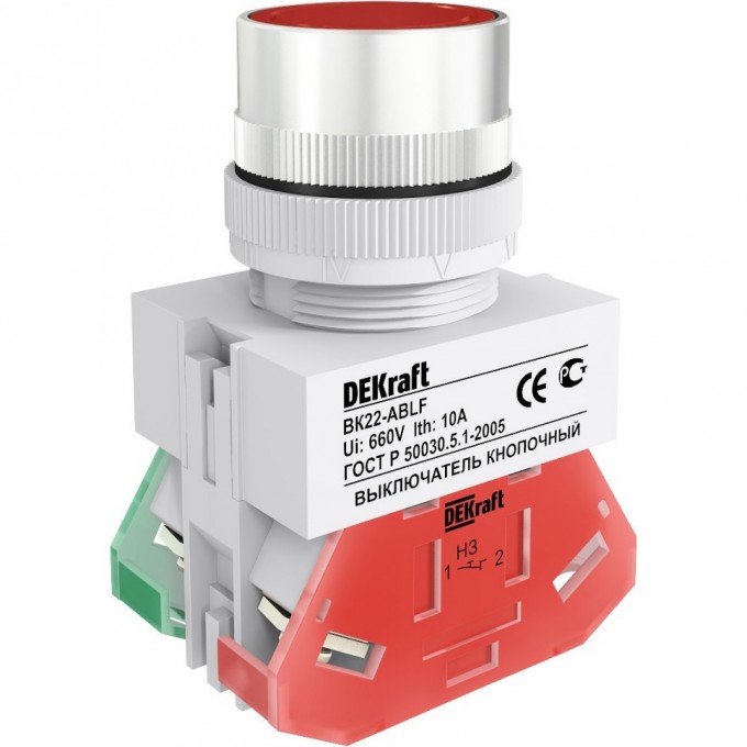Выключатель кнопочный SCHNEIDER ELECTRIC DEKRAFT ABLF ?22 мм Цвет:КРАСНЫЙ 220В ВK-22 25014DEK