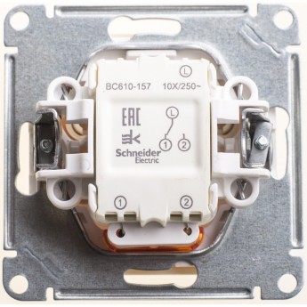 1-клавишный переключатель SCHNEIDER ELECTRIC W59 с подсветкой 10АХ, механизм, СЛОНОВАЯ КОСТЬ