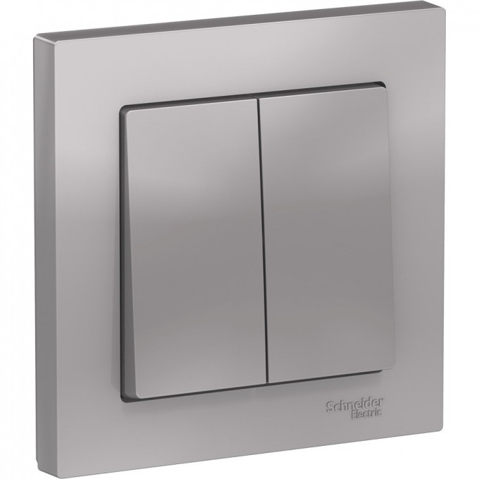 2-клавишный выключатель SCHNEIDER ELECTRIC ATLASDESIGN в сборе, АЛЮМИНИЙ ATN000352