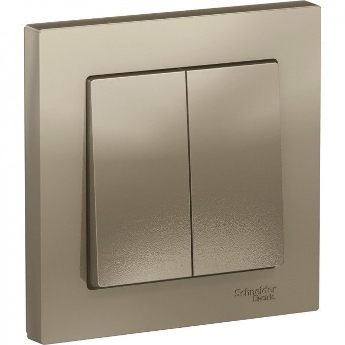 2-клавишный выключатель SCHNEIDER ELECTRIC ATLASDESIGN в сборе, ШАМПАНЬ ATN000552