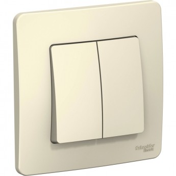 2-клавишный выключатель SCHNEIDER ELECTRIC BLANCA (cх.5), 10А, 250B, МОЛОЧНЫЙ