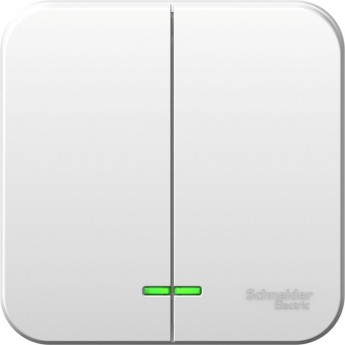 2-клавишный выключатель SCHNEIDER ELECTRIC BLANCA с подсветкой, с монтажной пластиной, 10А, 250B, БЕЛЫЙ