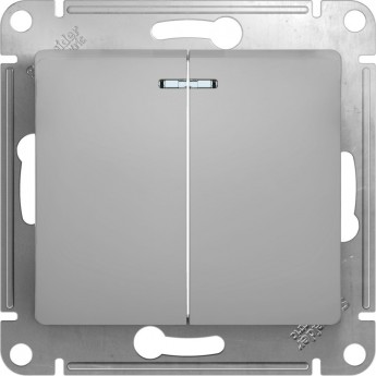 2-клавишный выключатель SCHNEIDER ELECTRIC GLOSSA с подсветкой, сх.5а, 10АХ, механизм, АЛЮМИНИЙ 2-клавишный выключатель SCHNEIDER ELECTRIC GLOSSA с подсветкой, сх.5а, 10АХ, механизм, АЛЮМИНИЙ