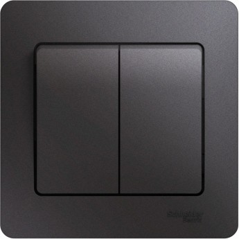 2-клавишный выключатель SCHNEIDER ELECTRIC GLOSSA, сх.5, 10АХ, в сборе, ГРАФИТ