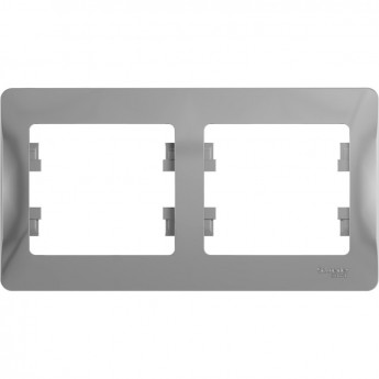 2-постовая рамка SCHNEIDER ELECTRIC GLOSSA, горизонтальная, АЛЮМИНИЙ