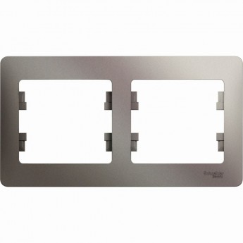 2-постовая рамка SCHNEIDER ELECTRIC GLOSSA, горизонтальная, ПЛАТИНА
