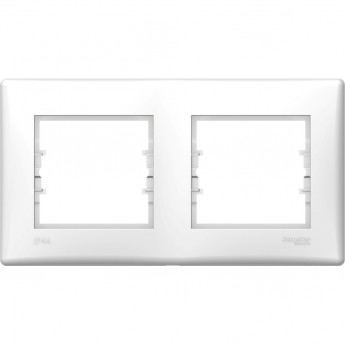 2-постовая рамка SCHNEIDER ELECTRIC SEDNA, горизонтальная IP44, БЕЛАЯ