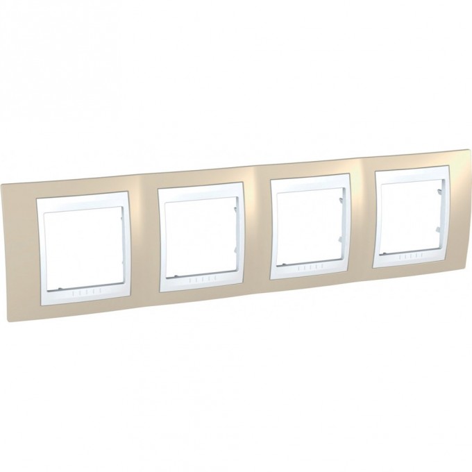 4-постовая рамка SCHNEIDER ELECTRIC UNICA ХАМЕЛЕОН, горизонтальная, белый/песчаный MGU6.008.867