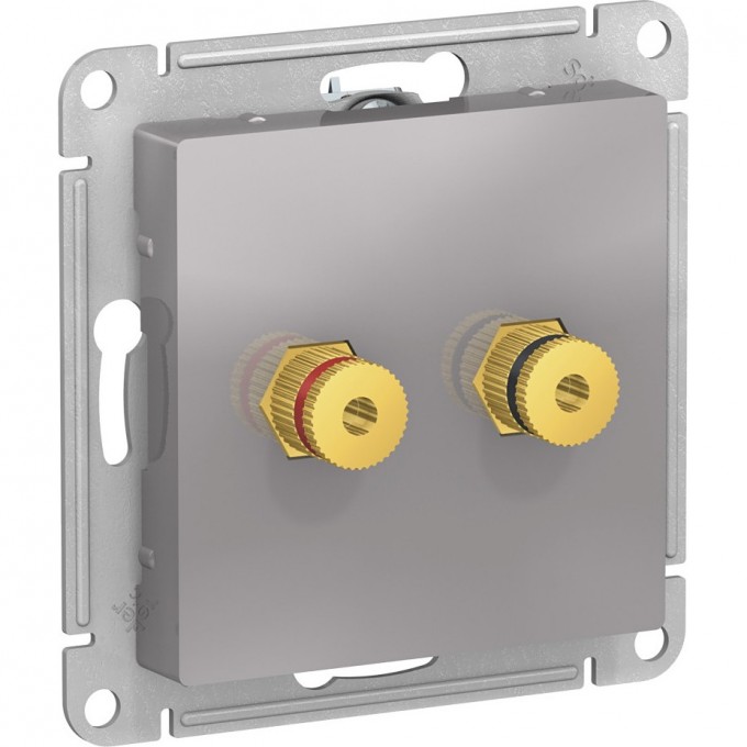 Аудиорозетка SCHNEIDER ELECTRIC ATLASDESIGN двухместная, АЛЮМИНИЙ ATN000387