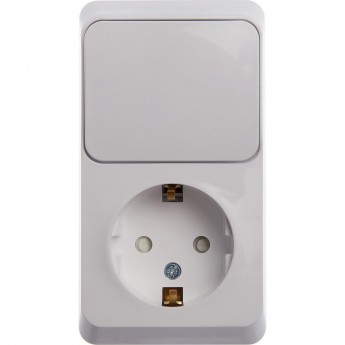 Блок SCHNEIDER ELECTRIC ЭТЮД: розетка с заземлением, со шторками + выключатель 1-клавишный, БЕЛЫЙ, Россия Блок SCHNEIDER ELECTRIC ЭТЮД: розетка с заземлением, со шторками + выключатель 1-клавишный, БЕЛЫЙ, Россия