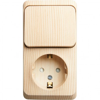 Блок SCHNEIDER ELECTRIC ЭТЮД: розетка с заземлением, со шторками + выключатель 1-клавишный, СОСНА, Россия Блок SCHNEIDER ELECTRIC ЭТЮД: розетка с заземлением, со шторками + выключатель 1-клавишный, СОСНА, Россия