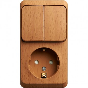 Блок SCHNEIDER ELECTRIC ЭТЮД: розетка с заземлением, со шторками + выключатель 2-клавишный, БУК, Россия