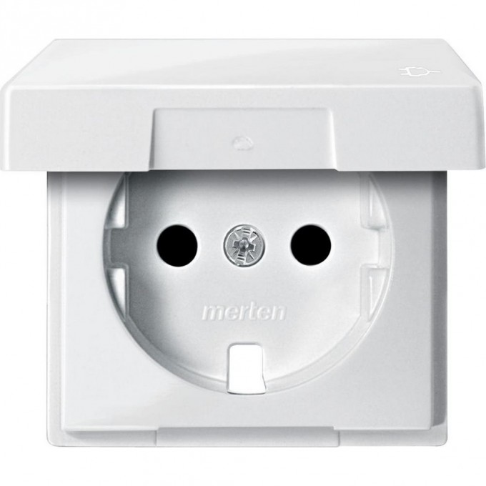 Центральная плата SCHNEIDER ELECTRIC MERTEN с крышкой для механизма розетки, со шторками, ПОЛ.БЕЛЫЙ, SM MTN2340-0319