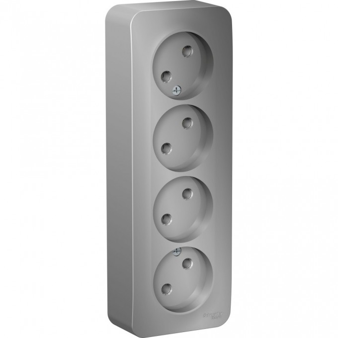 Четырёхместная розетка SCHNEIDER ELECTRIC BLANCA без заземления, без шторок, с изолирующей пластиной, 16А, 250В, АЛЮМИНИЙ BLNRA000413