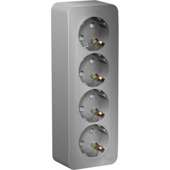 Четырёхместная розетка SCHNEIDER ELECTRIC BLANCA с заземлением, со шторкой, с изолирующей пластиной, 16А, 250В, АЛЮМИНИЙ