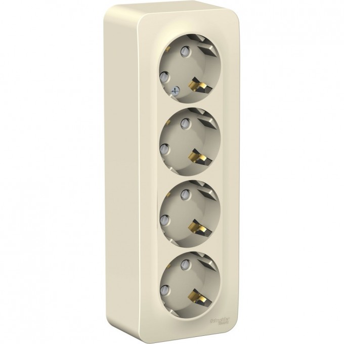 Четырёхместная розетка SCHNEIDER ELECTRIC BLANCA с заземлением, со шторкой, с изолирующей пластиной, 16А, 250В, МОЛОЧНЫЙ BLNRA011412