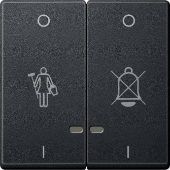 Клавиша двойная MERTEN с окном для световой индикации, с символами "горничная" и "перечеркнутый звонок", АНТРАЦИТ, SM