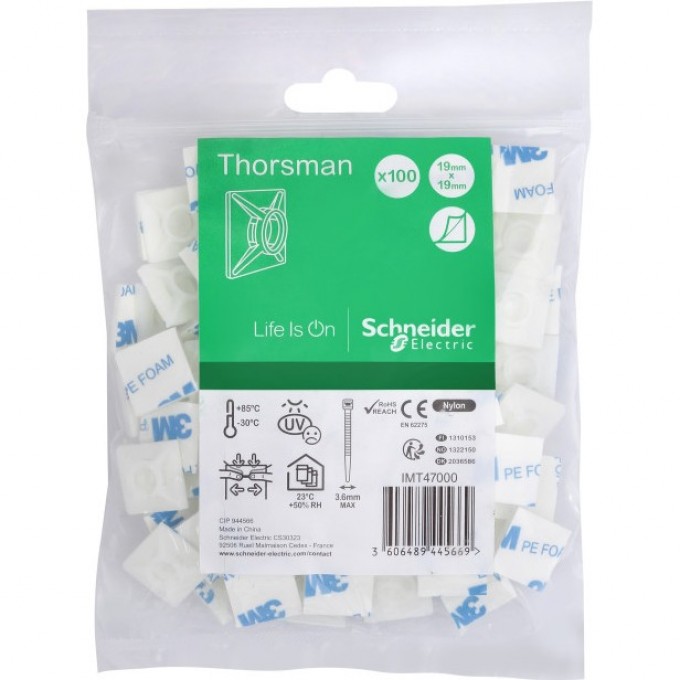 Площадка для кабельных стяжек SCHNEIDER ELECTRIC THORSMAN до 3,6мм IMT47000