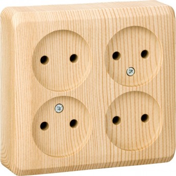 Розетка 4-местная SCHNEIDER ELECTRIC ЭТЮД без заземления без шторок 16А 250B, сосна, Россия