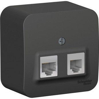 Розетка двойная компьютерная/телефонная SCHNEIDER ELECTRIC BLANCA RJ45+RJ11, кат.5E, с изолирующей пластиной, антрацит
