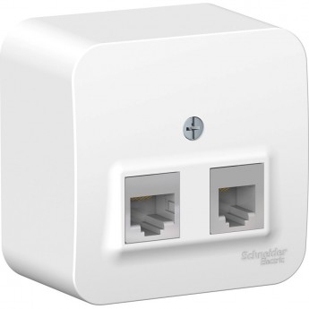 Розетка двойная компьютерная/телефонная SCHNEIDER ELECTRIC BLANCA RJ45+RJ11, кат.5E, с изолирующей пластиной, белый