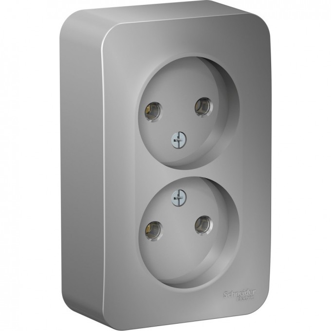 Розетка двойная SCHNEIDER ELECTRIC BLANCA без заземления, без шторок, 16А, 250В, алюминий BLNRA000203