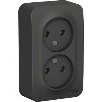 Розетка двойная SCHNEIDER ELECTRIC BLANCA без заземления, без шторок, 16А, 250В, антрацит