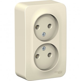 Розетка двойная SCHNEIDER ELECTRIC BLANCA без заземления, без шторок, 16А, 250В, молочный